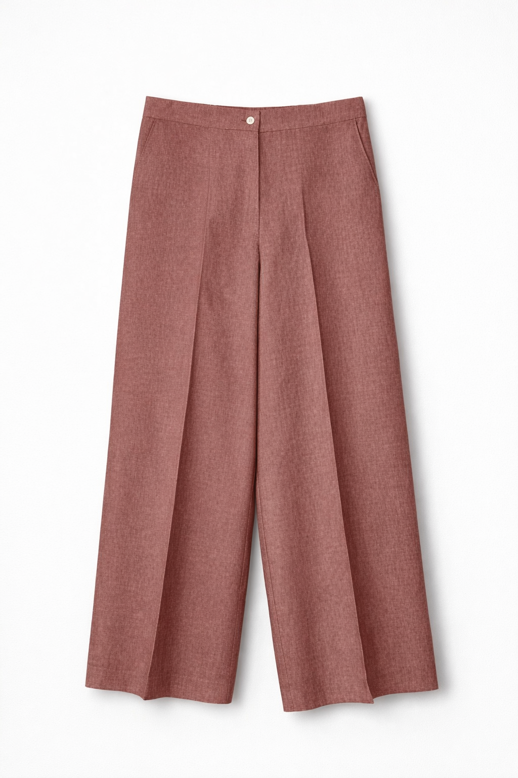 Лляні штани вільного крою бордового меланжевого кольору